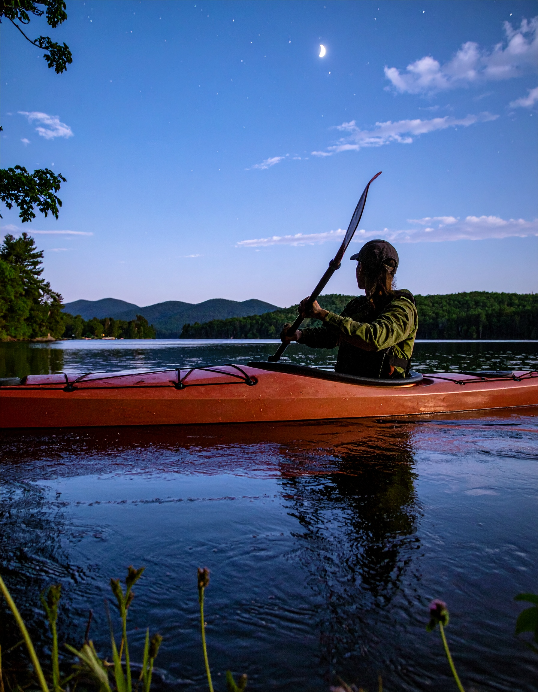 Kayaker on Brant Lake