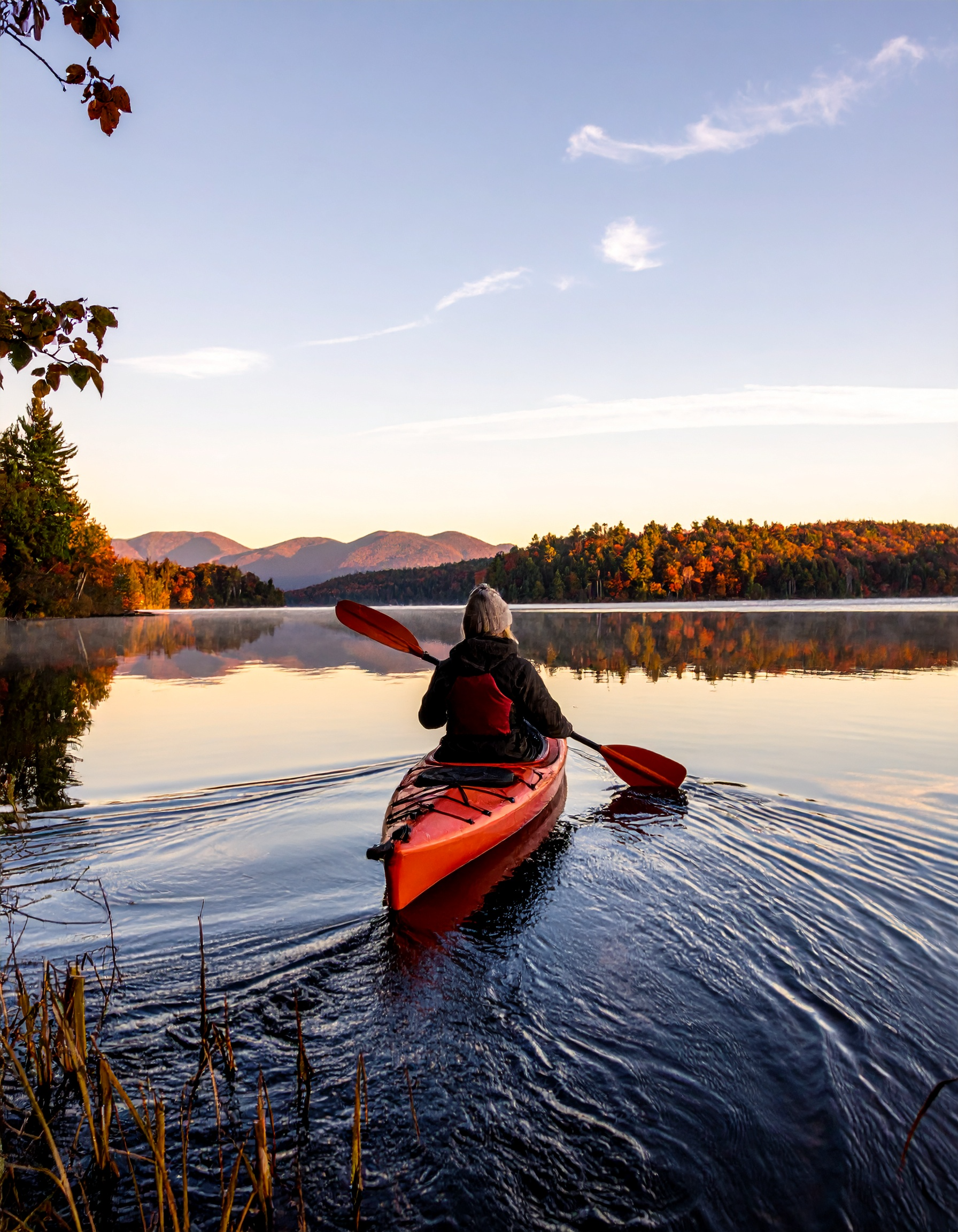 Kayaker on Brant Lake