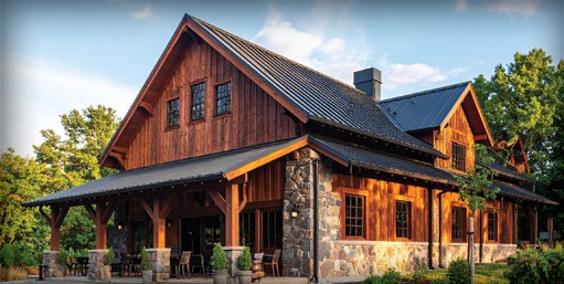 Image of exterior of Hudson Pointe Brewhouse; links to page showing directions/contact