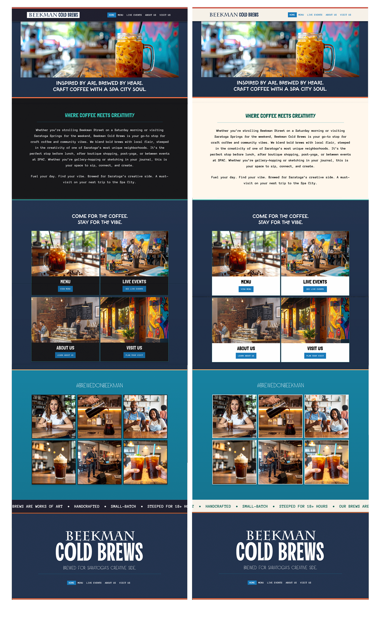 Screenshots of 'Beekman Cold Brews' Website