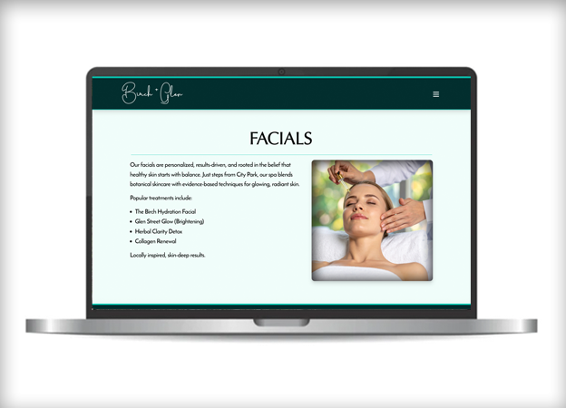 Image of 'Birch & Glen' Facials Page