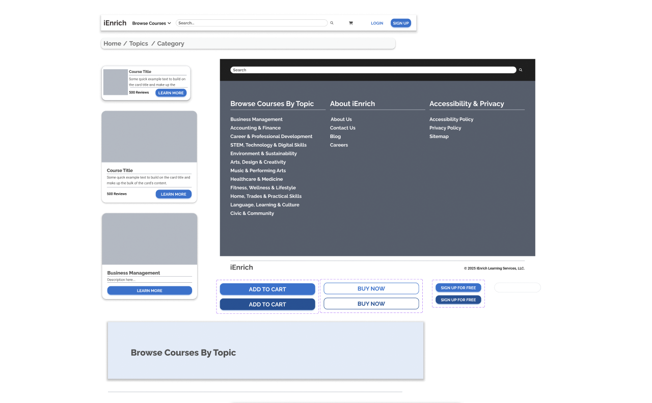 Image of UI Kit for 'iEnrich' Website