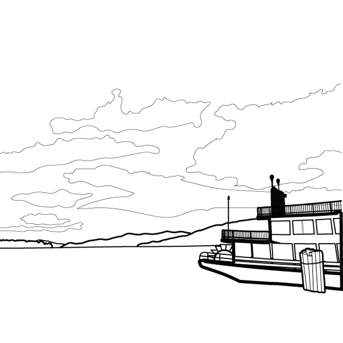 Image of outline of Lake George, New York shore